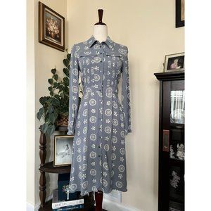 Boden Gray Button Down Long Sleeve Dress sz 2